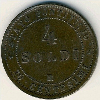 Папская область 4 сольдо 1868 год