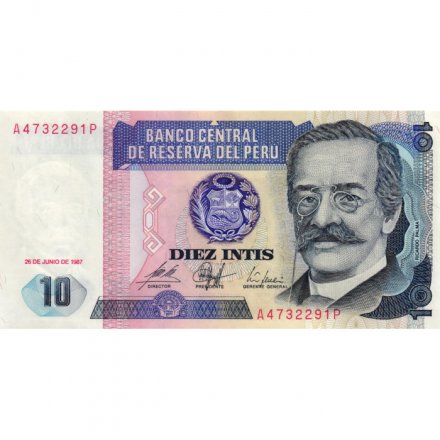Перу 10 инти 1987 год - Рикардо Пальма. Сбор хлопка UNC