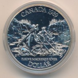 Канада 1 доллар 1989 год - Сплав по реке Маккензи (BU)
