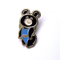 Значок Олимпийский мишка (голубой). XXll Олимпийские игры. Москва 1980 