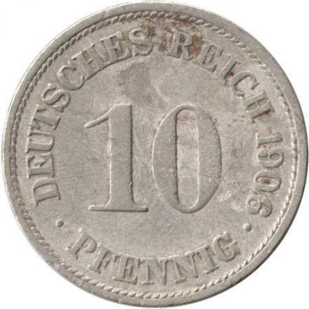 Германия 10 пфеннигов 1906 год (F)