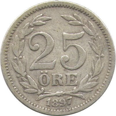 Швеция 25 эре 1897 год