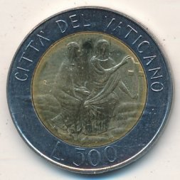 Ватикан 500 лир 1986 год