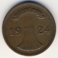 Веймарская республика 2 рейхспфеннига 1924 год (E)