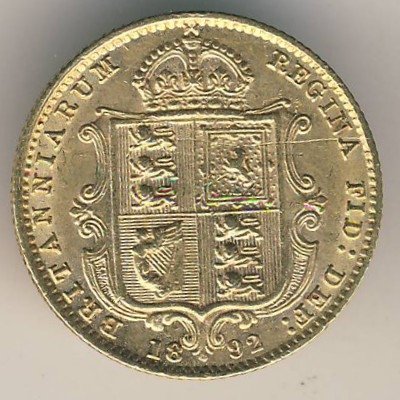 Великобритания 1/2 соверена 1892 год
