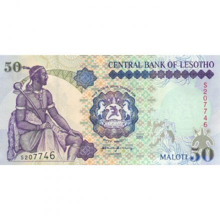 Лесото 50 малоти 2001 год - Король Лесото Мошвешве I UNC