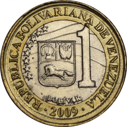 Венесуэла 1 боливар 2009 год - Симон Боливар