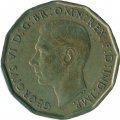 Великобритания 3 пенса 1941 год - Король Георг VI (никель-латунь)