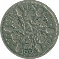 Великобритания 6 пенсов 1936 год - Король Георг V