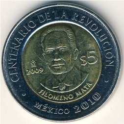 Мексика 5 песо 2009 год