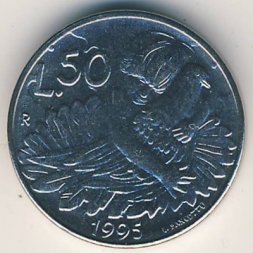 Сан-Марино 50 лир 1995 год - Ребёнок с голубем (Мир)
