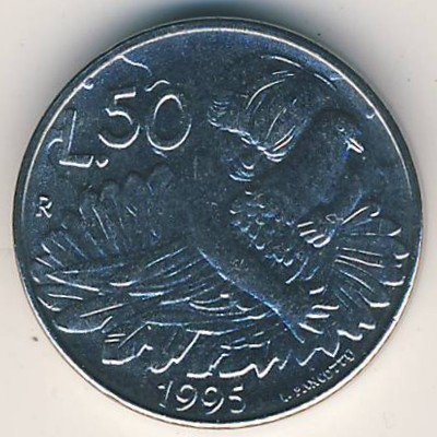 Сан-Марино 50 лир 1995 год - Ребёнок с голубем (Мир)