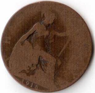 Великобритания 1/2 пенни 1918 год
