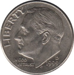 США 1 дайм (10 центов) 1999 год - Франклин Рузвельт (D)