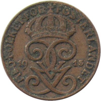 Швеция 1 эре 1915 год - Король Густав V