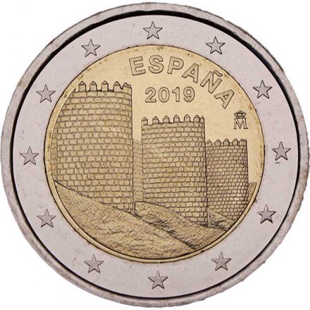 Испания 2 евро 2019 год - Памятники культурного и природного Всемирного наследия ЮНЕСКО. Старый город Авила