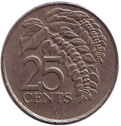 Монета Тринидад и Тобаго 25 центов 1980 год - Чакония
