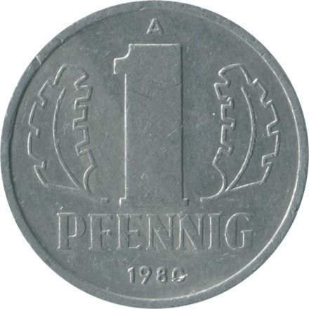 ГДР 1 пфенниг 1980 год 