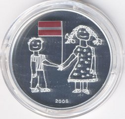 Латвия 1 лат 2008 год - 90 лет республике