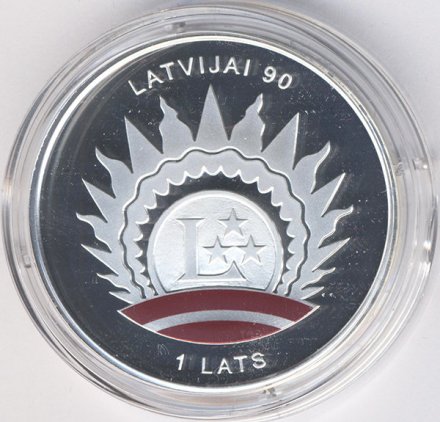Латвия 1 лат 2008 год - 90 лет республике