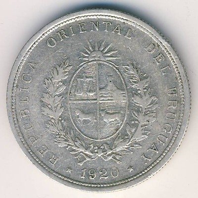 Уругвай 20 сентесимо 1920 год