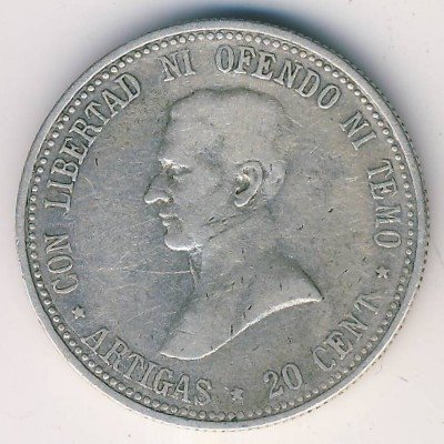 Уругвай 20 сентесимо 1920 год