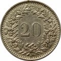 Швейцария 20 раппенов 1966 год