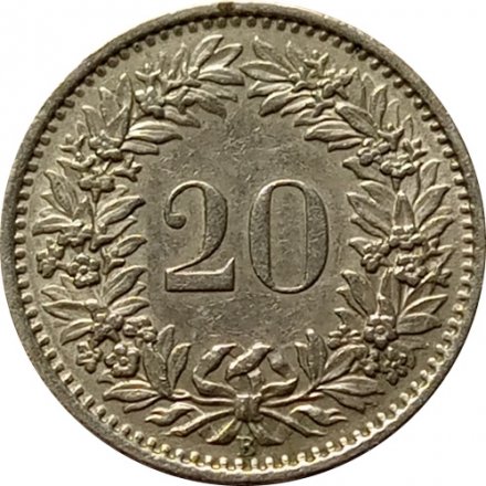 Швейцария 20 раппенов 1966 год