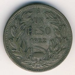 Чили 1 песо 1922 год