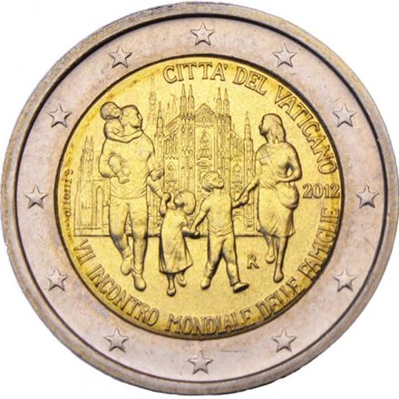 Ватикан 2 евро 2012 год - VII Всемирная встреча семей в Милане