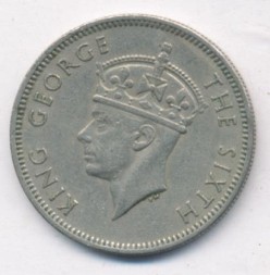 Монета Малайя 20 центов 1948 год