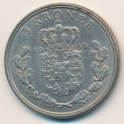 Дания 5 крон 1966 год
