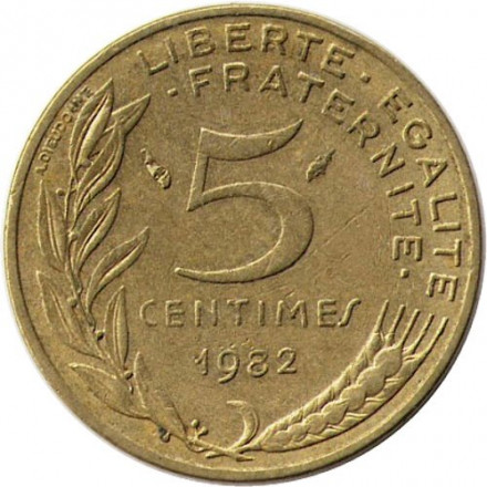 Франция 5 сантимов 1982 год - Марианна