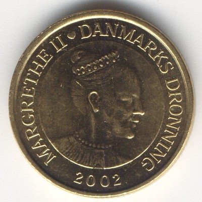 Дания 20 крон 2002 год - Башня Ратуши. Орхус