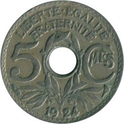 Франция 5 сантимов 1924 год (Пуасси)