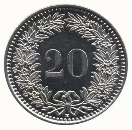 Швейцария 20 раппенов 2014 год