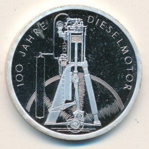 ФРГ 10 марок 1997 год - 100 лет дизельному двигателю (A)