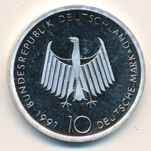 ФРГ 10 марок 1997 год - 100 лет дизельному двигателю (A)