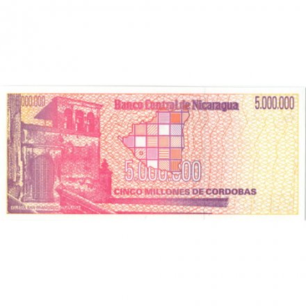 Никарагуа 5000000 кордоба 1990 год UNC