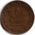 ФРГ 1 пфенниг 1970 год - F