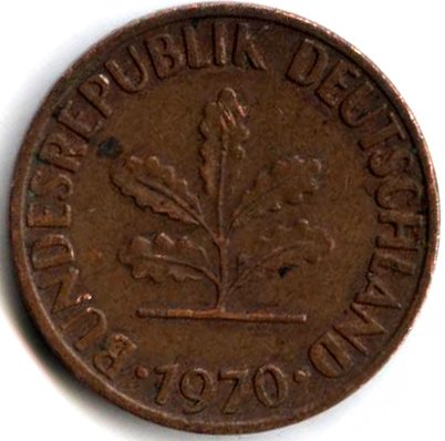 ФРГ 1 пфенниг 1970 год - F