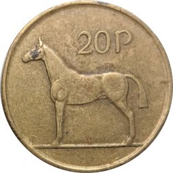 Ирландия 20 пенсов 1986 год - Лошадь. Кельтская арфа