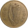 Ирландия 20 пенсов 1986 год - Лошадь. Кельтская арфа