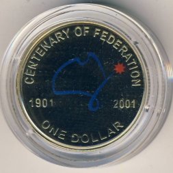 Австралия 1 доллар 2001 год - Столетие Федерации (цветная эмаль)