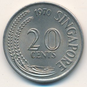 Сингапур 20 центов 1970 год