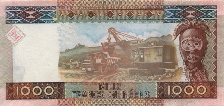 Гвинея 1000 франков 2006 год - Герб Гвинеи. Работы в карьере