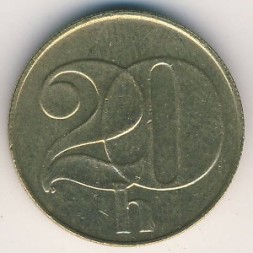 Монета ЧСФР 20 гелеров 1992 год