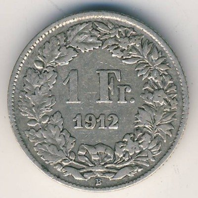 Швейцария 1 франк 1912 год