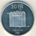 Швейцария 20 франков 2001 год - Монастырь Святого Иоанна, Мюстаир