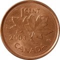 Канада 1 цент 2003 год (старый профиль, магнетик)